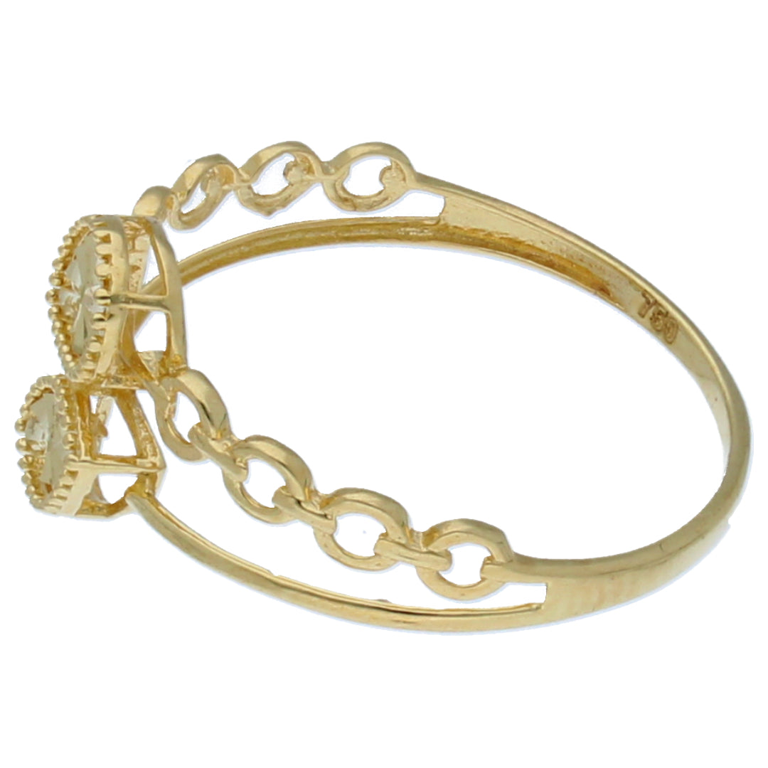 Gold Dual Leaf  Shaped Ring 18KT - FKJRN18KU6384