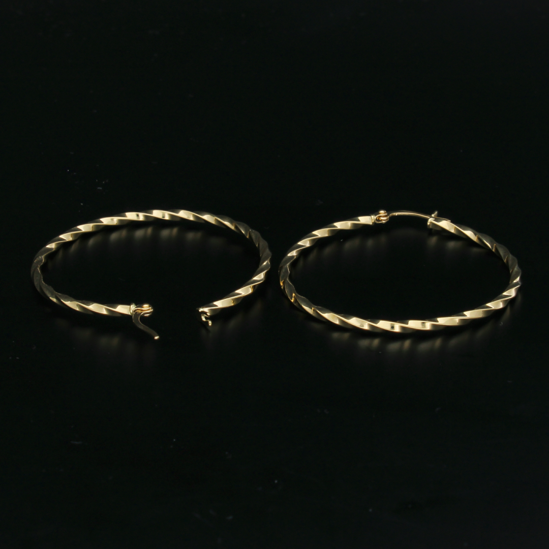 Gold Twisted Hoop Earrings 18KT - FKJERN18KU6416