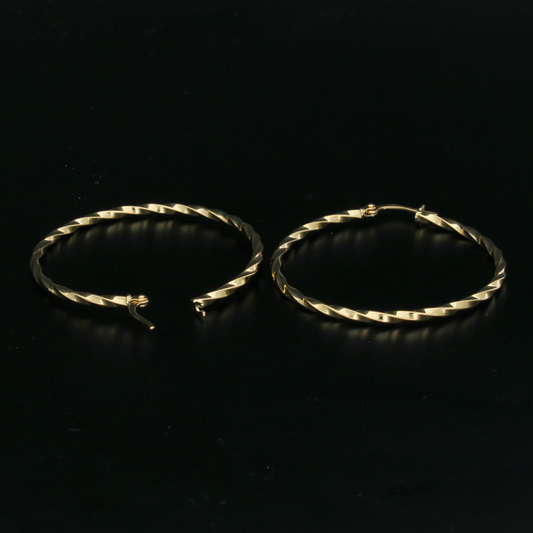 Gold Twisted Hoop Earrings 18KT - FKJERN18KU6416