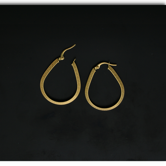 Gold Oval Hoop Earrings 18KT - FKJERN18KU6418