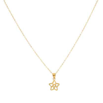 Gold Necklace (Chain with Hollow Flower Shaped Pendant) 18KT - FKJNKL18KU6425