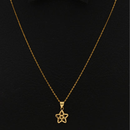 Gold Necklace (Chain with Hollow Flower Shaped Pendant) 18KT - FKJNKL18KU6425