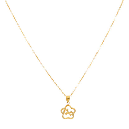 Gold Necklace (Chain with Hollow Flower Shaped Pendant) 18KT - FKJNKL18KU6426