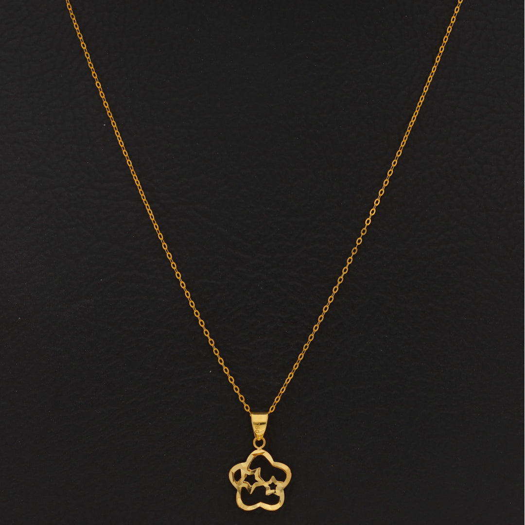 Gold Necklace (Chain with Hollow Flower Shaped Pendant) 18KT - FKJNKL18KU6426