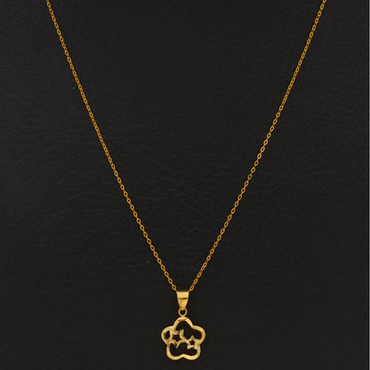 Gold Necklace (Chain with Hollow Flower Shaped Pendant) 18KT - FKJNKL18KU6426