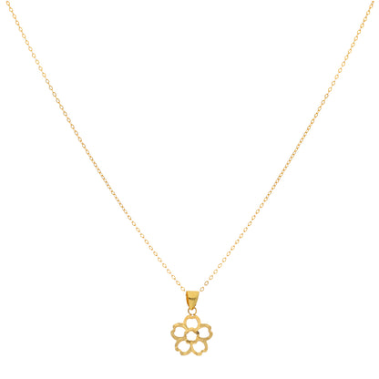 Gold Necklace (Chain with Hollow Flower Shaped Pendant) 18KT - FKJNKL18KU6423