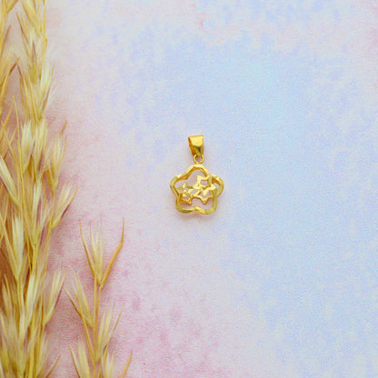 Gold Hollow Flower Shaped Pendant 18KT - FKJPND18KU6426