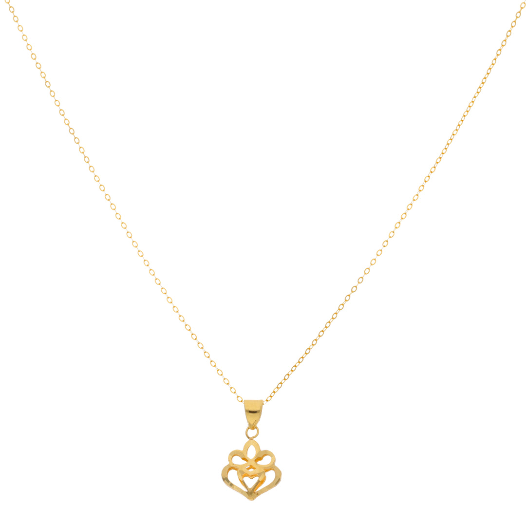 Gold Necklace (Chain with Hollow Flower Shaped Pendant) 18KT - FKJNKL18KU6427