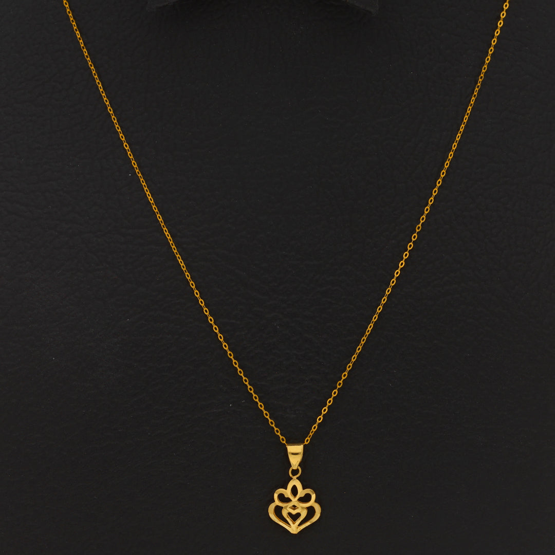 Gold Necklace (Chain with Hollow Flower Shaped Pendant) 18KT - FKJNKL18KU6427