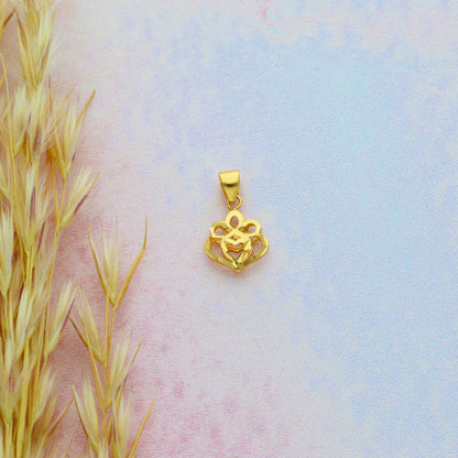 Gold Hollow Flower Shaped Pendant 18KT - FKJPND18KU6427