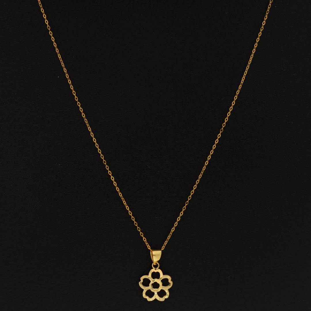 Gold Necklace (Chain with Hollow Flower Shaped Pendant) 18KT - FKJNKL18KU6423