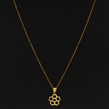 Gold Necklace (Chain with Hollow Flower Shaped Pendant) 18KT - FKJNKL18KU6423