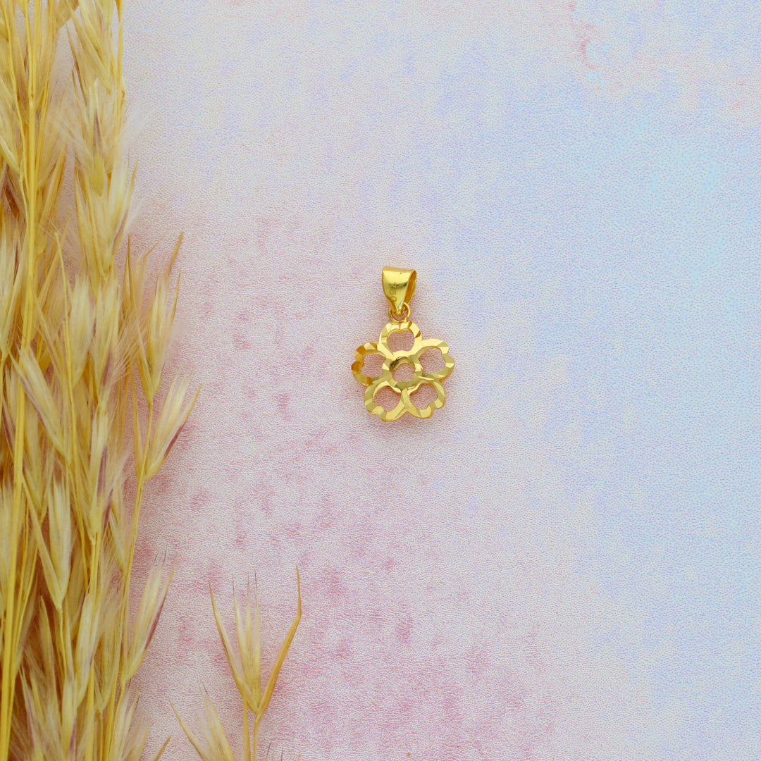 Gold Hollow Flower Shaped Pendant 18KT - FKJPND18KU6423