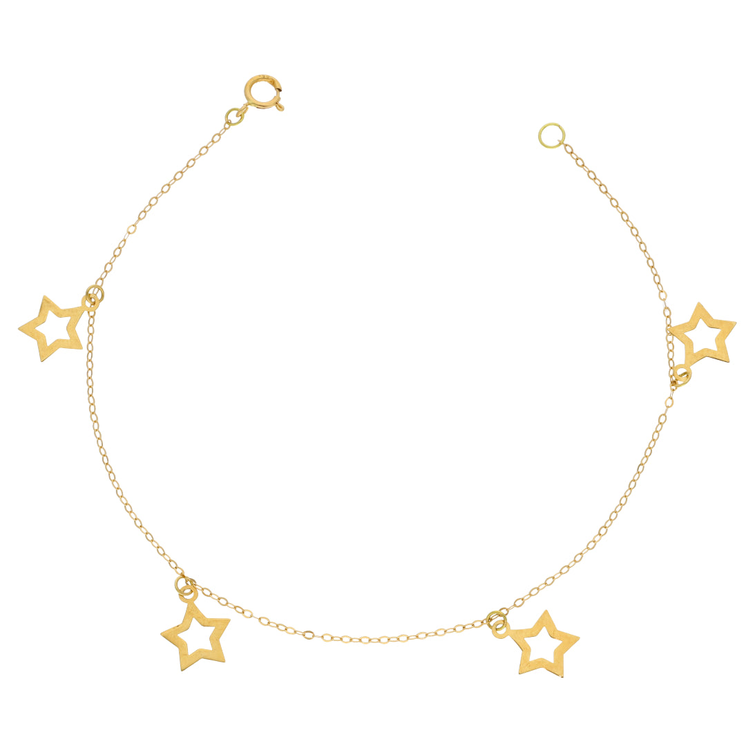 Gold Star Shaped Charms Bracelet 18KT - FKJBRL18KU6429