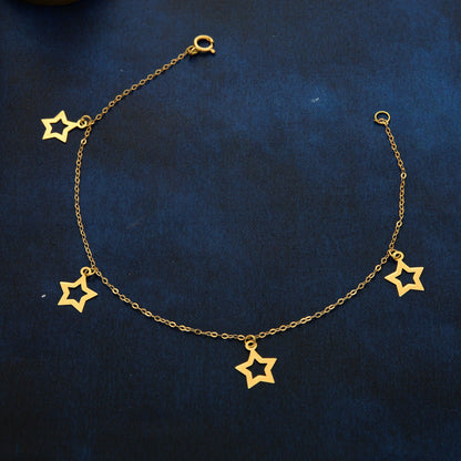 Gold Star Shaped Charms Bracelet 18KT - FKJBRL18KU6429