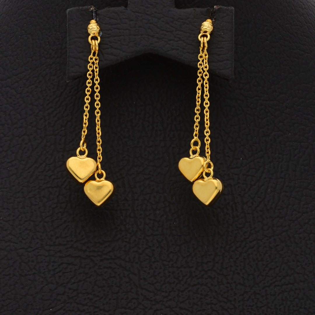 Gold Hanging Heart Earring 18KT - FKJERN18KU6437