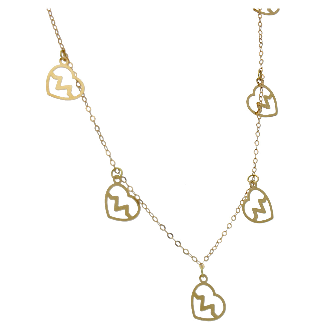 Gold Heart Shaped Charms Necklace 18KT - FKJNKL18KU6531