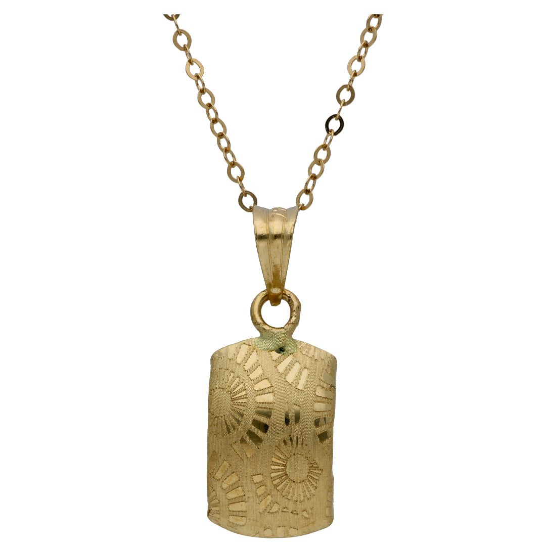 Gold Necklace (Chain with Rectangle Shaped Pendant) 18KT - FKJNKL18KU6533