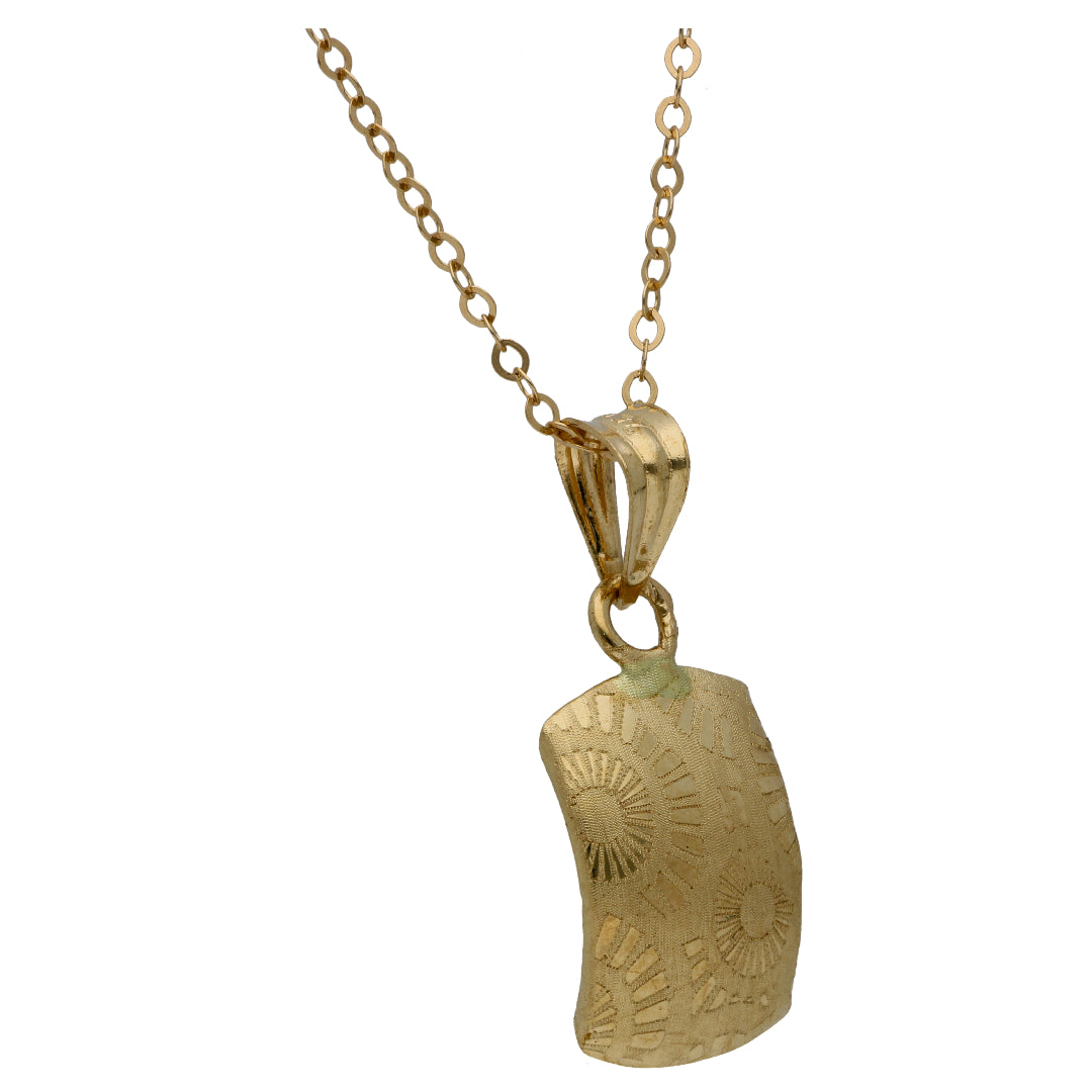 Gold Necklace (Chain with Rectangle Shaped Pendant) 18KT - FKJNKL18KU6533