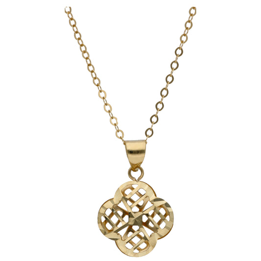 Gold Necklace (Chain with Clover Shaped Pendant) 18KT - FKJNKL18KU6537