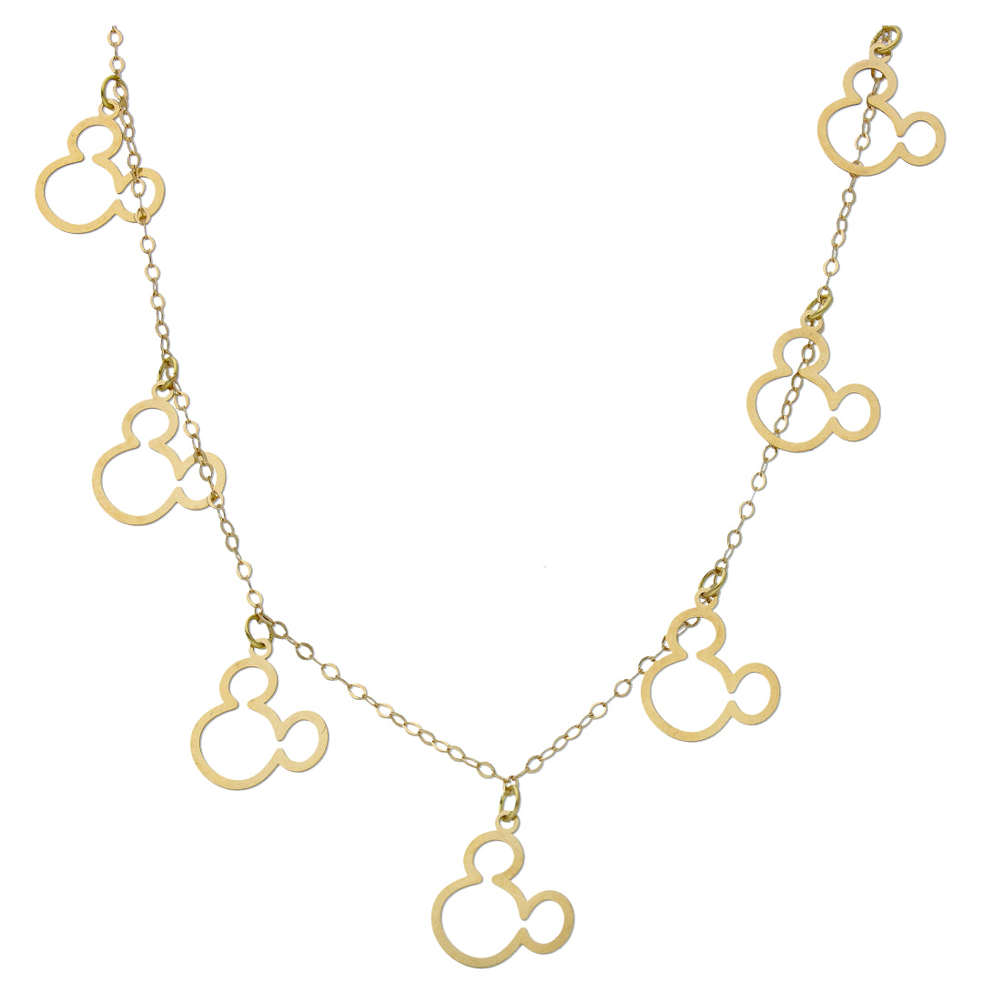 Gold Micky Mouse Shaped Charms Necklace 18KT - FKJNKL18KU6528