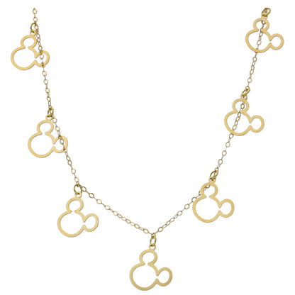 Gold Micky Mouse Shaped Charms Necklace 18KT - FKJNKL18KU6528