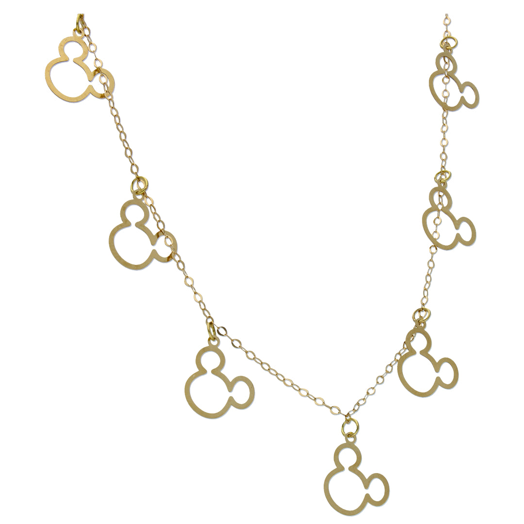 Gold Micky Mouse Shaped Charms Necklace 18KT - FKJNKL18KU6528