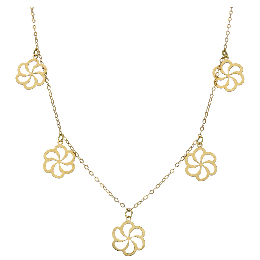 Gold Flower Shaped Charms Necklace 18KT - FKJNKL18KU6529