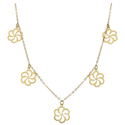 Gold Flower Shaped Charms Necklace 18KT - FKJNKL18KU6529