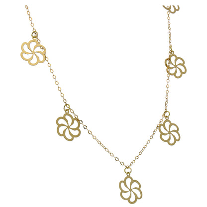 Gold Flower Shaped Charms Necklace 18KT - FKJNKL18KU6529