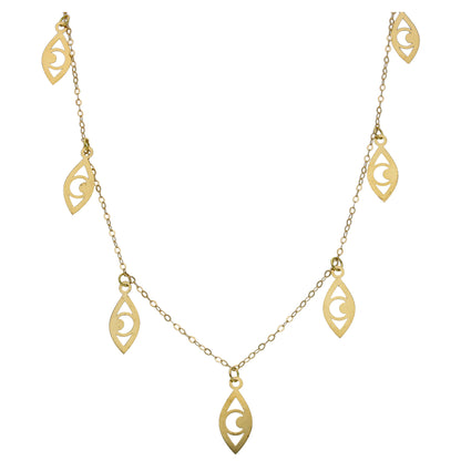 Gold Eye Shaped Charms Necklace 18KT - FKJNKL18KU6530