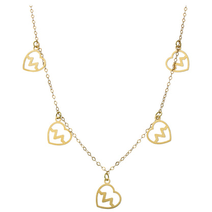 Gold Heart Shaped Charms Necklace 18KT - FKJNKL18KU6531