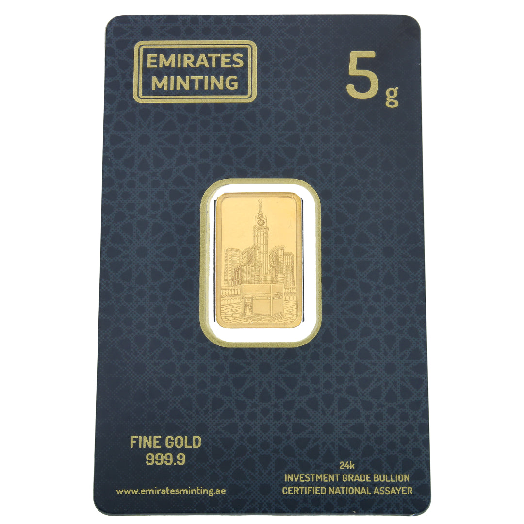 Emirates Minting 5 Grams Mecca Gold Bar 999.9 Purity - FKJGBR24K2352