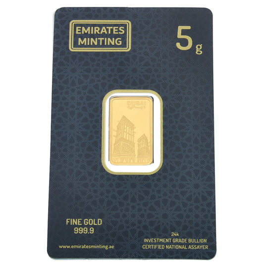 Emirates Minting 5 Grams Heritage Building Gold Bar 999.9 Purity - FKJGBR24K2354