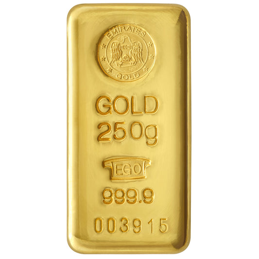 Emirates 250 Grams 999.9 Purity Gold Cast Bar - FKJGBR24K2214