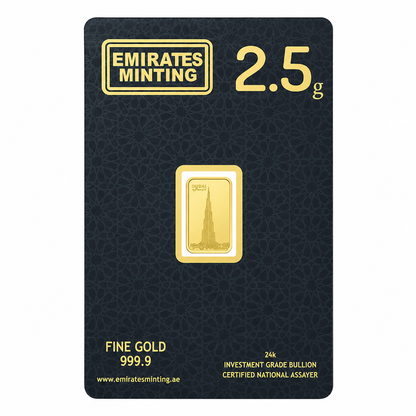 Emirates Minting 2.5 Grams Burj Khalifa Gold Bar 999.9 Purity - FKJGBR24K2329