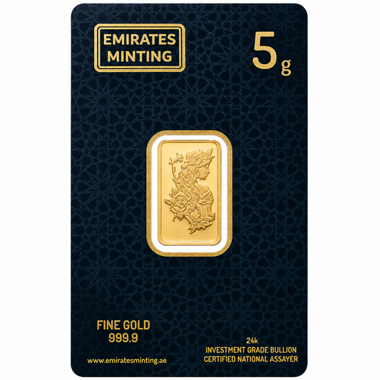 Emirates Minting 5 Grams Flower Girl Design Gold Bar 999.9 Purity - FKJGBR24K2362