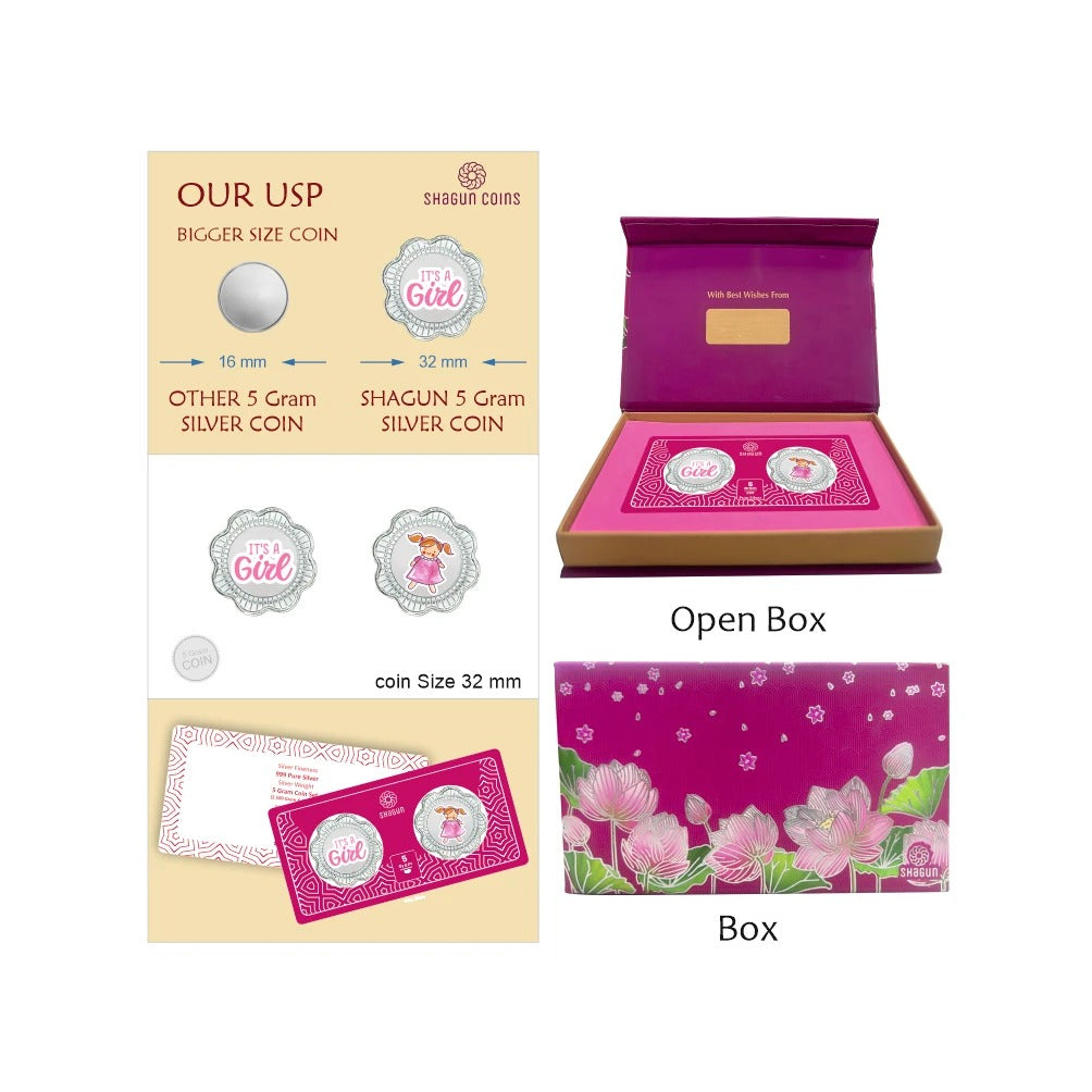 It's a Girl Box 5 Grams Colorized Silver Coin - FKJCONSL6991