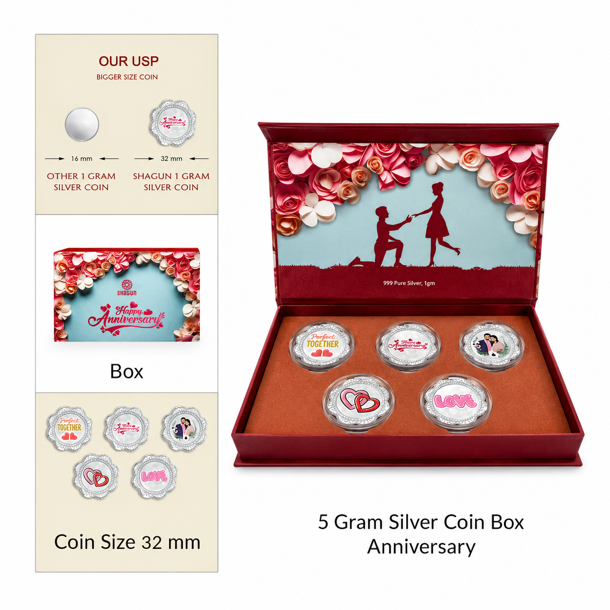 Happy Anniversary Box 5 Grams Colorized Silver Coin - FKJCONSL6988