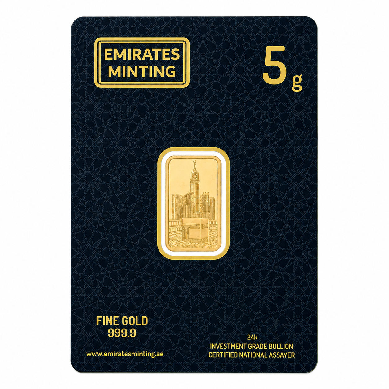 Emirates Minting 5 Grams Mecca Gold Bar 999.9 Purity - FKJGBR24K2352