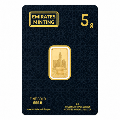 Emirates Minting 5 Grams Mecca Gold Bar 999.9 Purity - FKJGBR24K2352