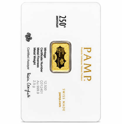 PAMP Suisse 250th Anniversary of the United States 2.5 Gram Gold Bar 24KT - FKJGBR24K6964