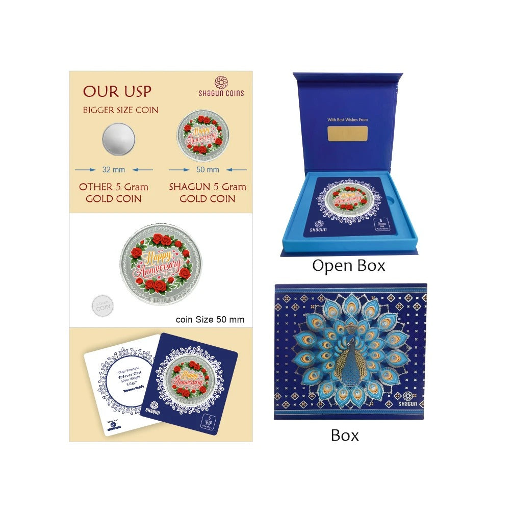 Happy Anniversary 5 Grams Colorized Silver Coin - FKJCONSL6983