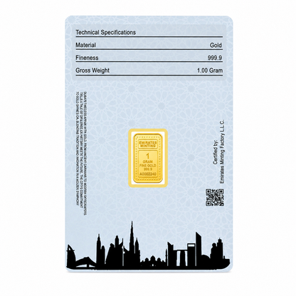 Emirates Minting 1 Gram Kaaba Gold Bar 999.9 Purity - FKJGBR24K2347