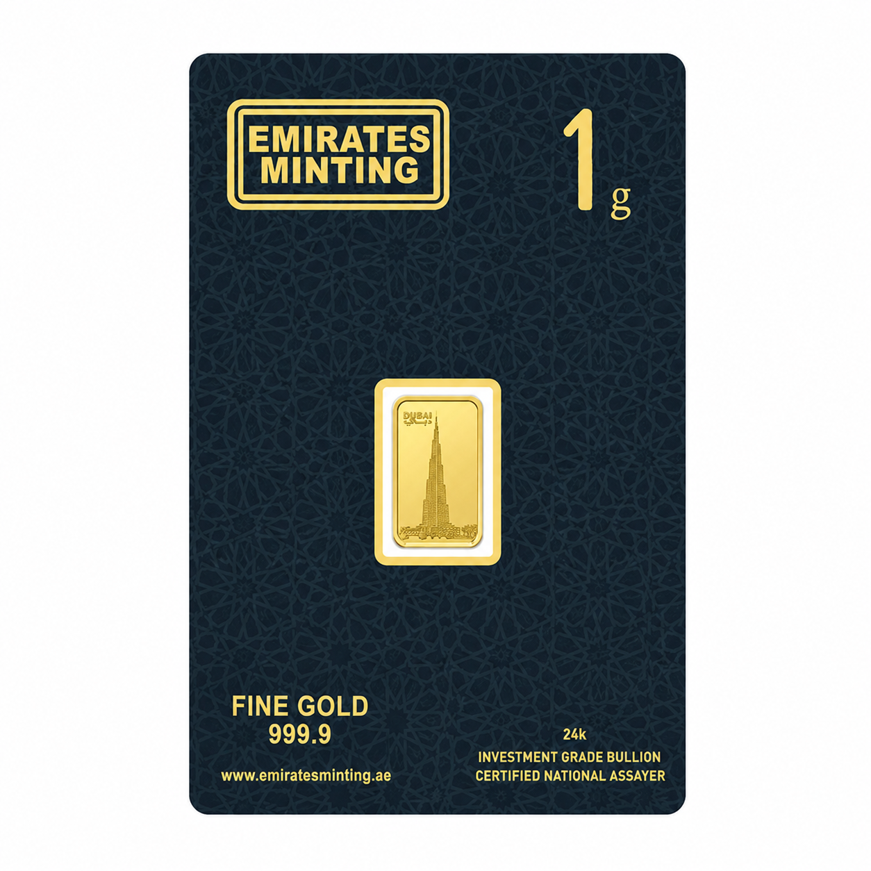 Emirates Minting 1 Gram Burj Khalifa Gold Bar 999.9 Purity - FKJGBR24K2326