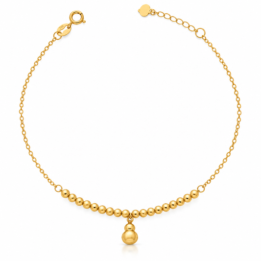 Gold Beaded Link With Sphere Shape Bracelet 18KT - FKJBRL18KU6345