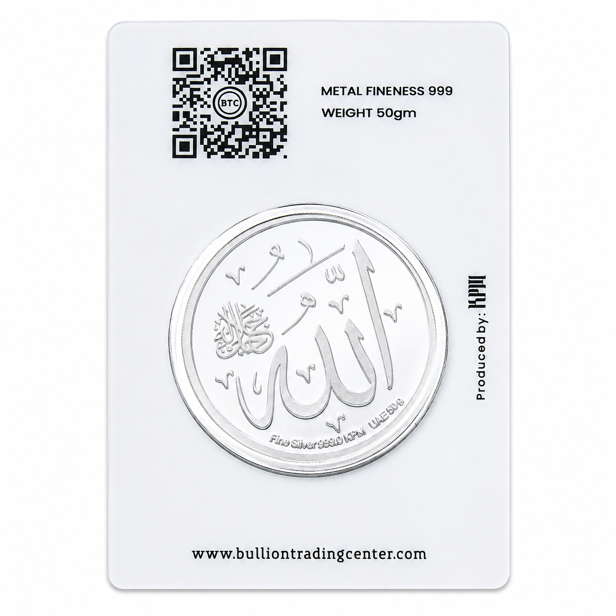 BTC 50 Grams Names of Allah Silver Coin 999.0 Purity - FKJCONSL7030