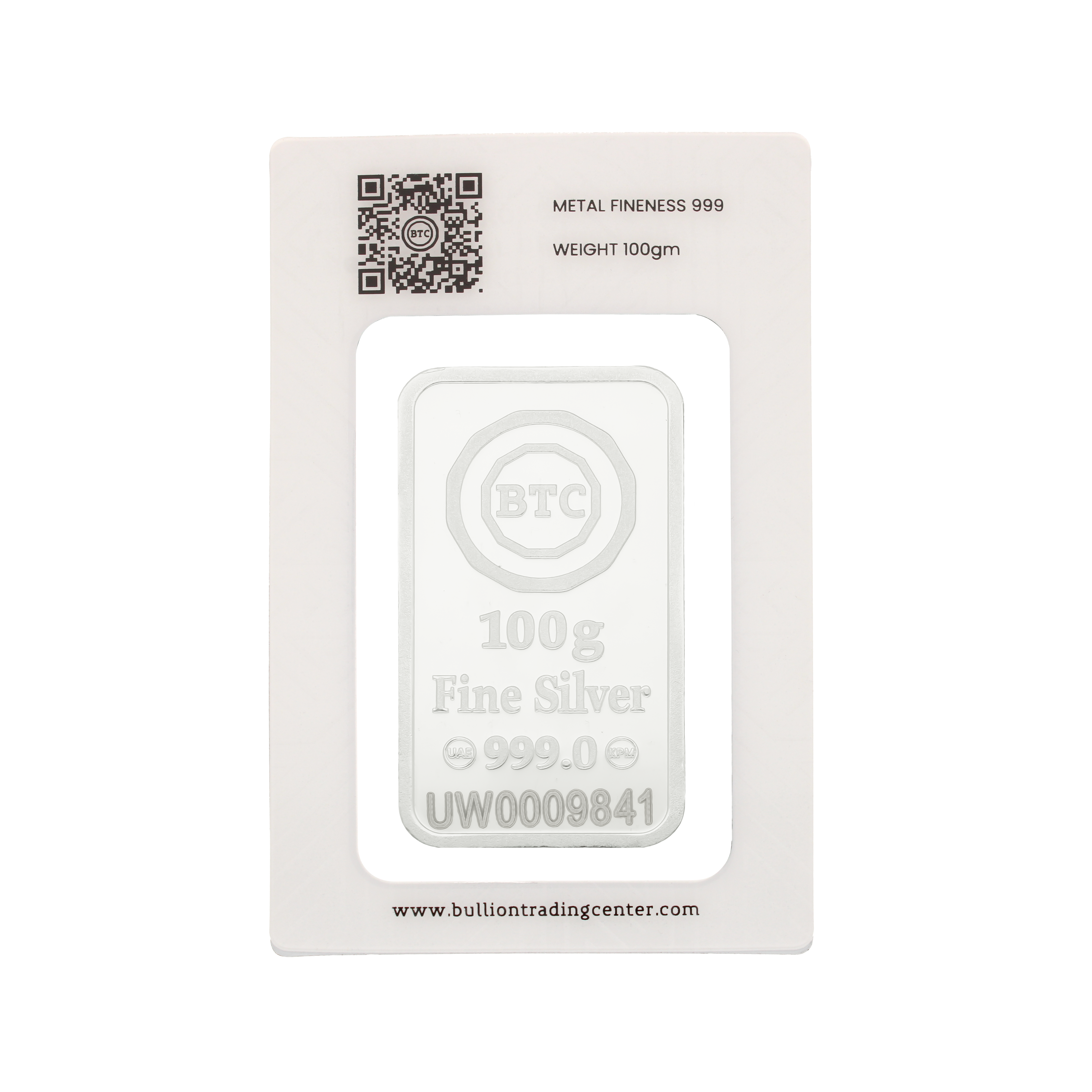 BTC 100 Grams Horse Silver Bar 999.0 Purity - FKJGBRSL6899
