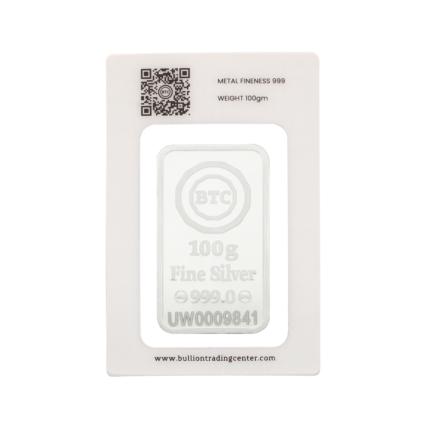BTC 100 Grams Horse Silver Bar 999.0 Purity - FKJGBRSL6899