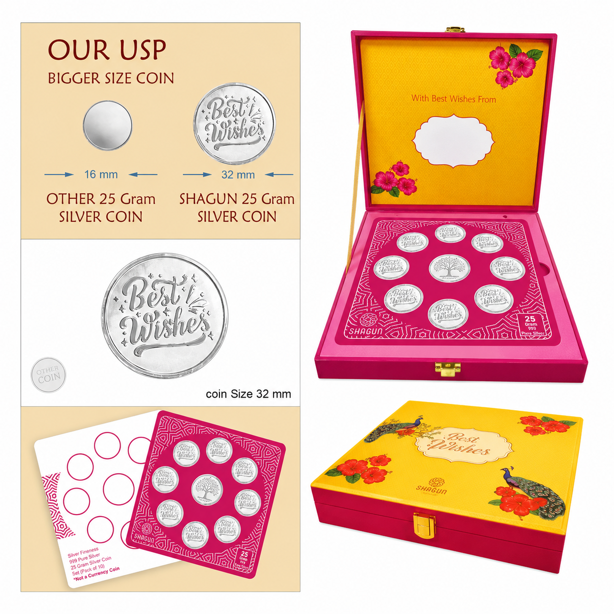 Best Wishes 25 Grams Silver Coin With Musical Box - FKJCONSL7026